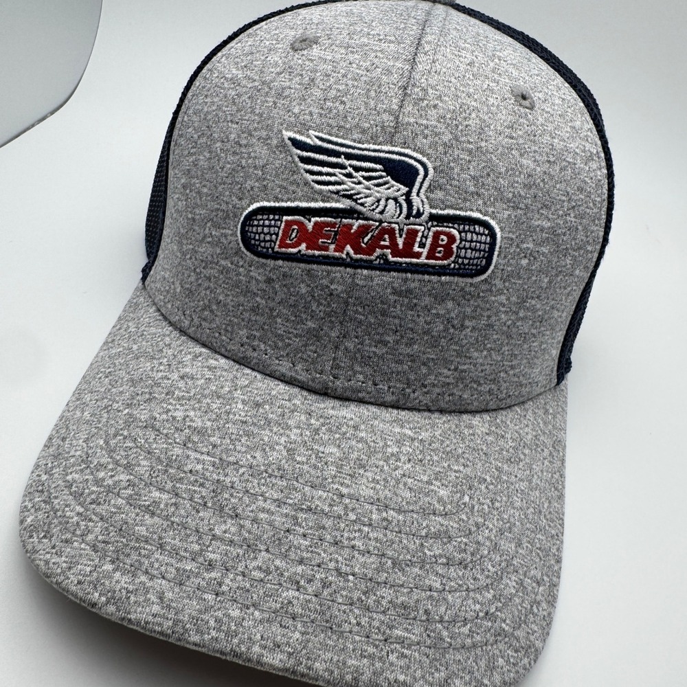 DeKalb K-Products  Trucker Hat Men OSFA Gray Navy Blue Agriculture Mesh Cap